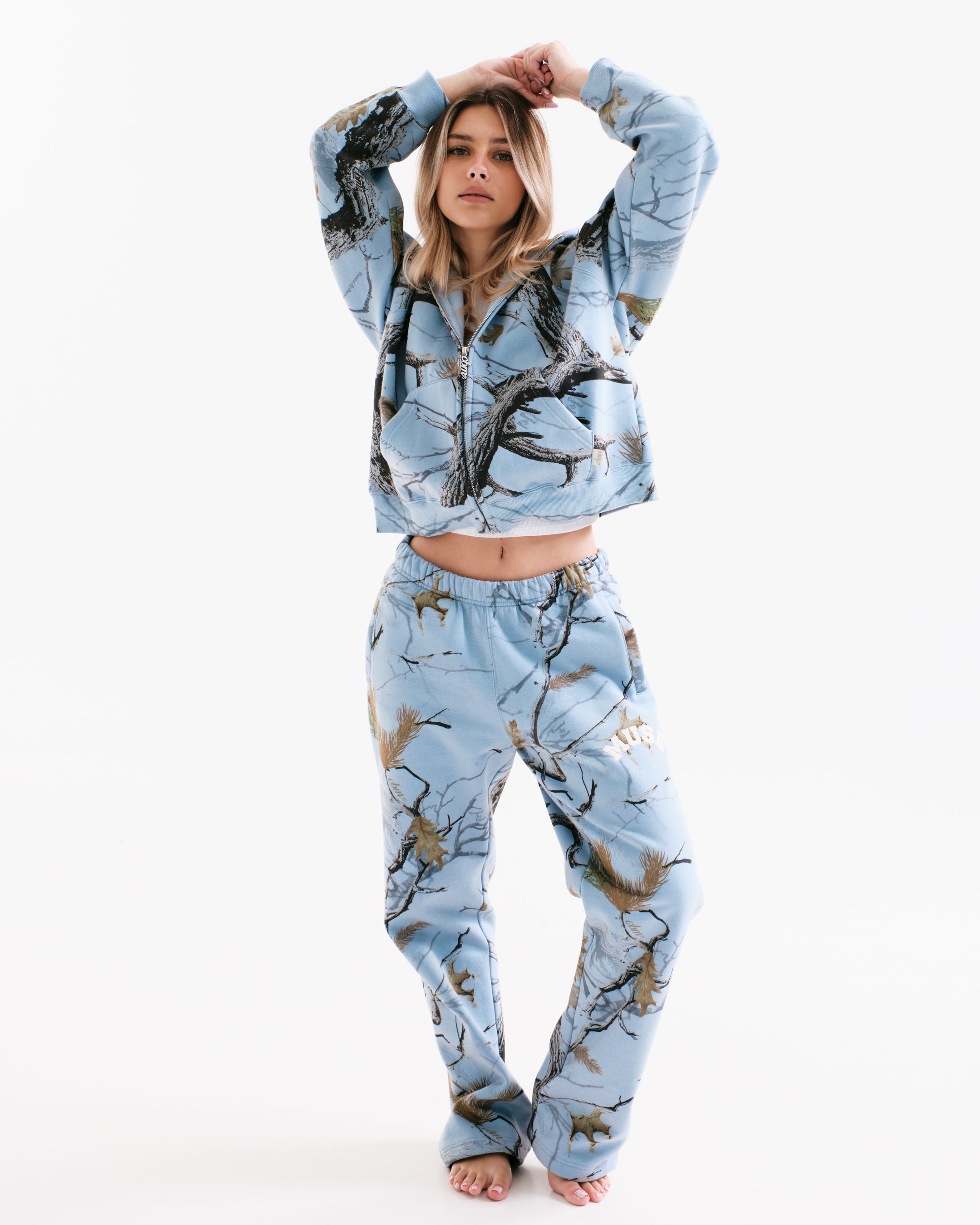 Heavyweight Camo Zip Up Set - Glacier