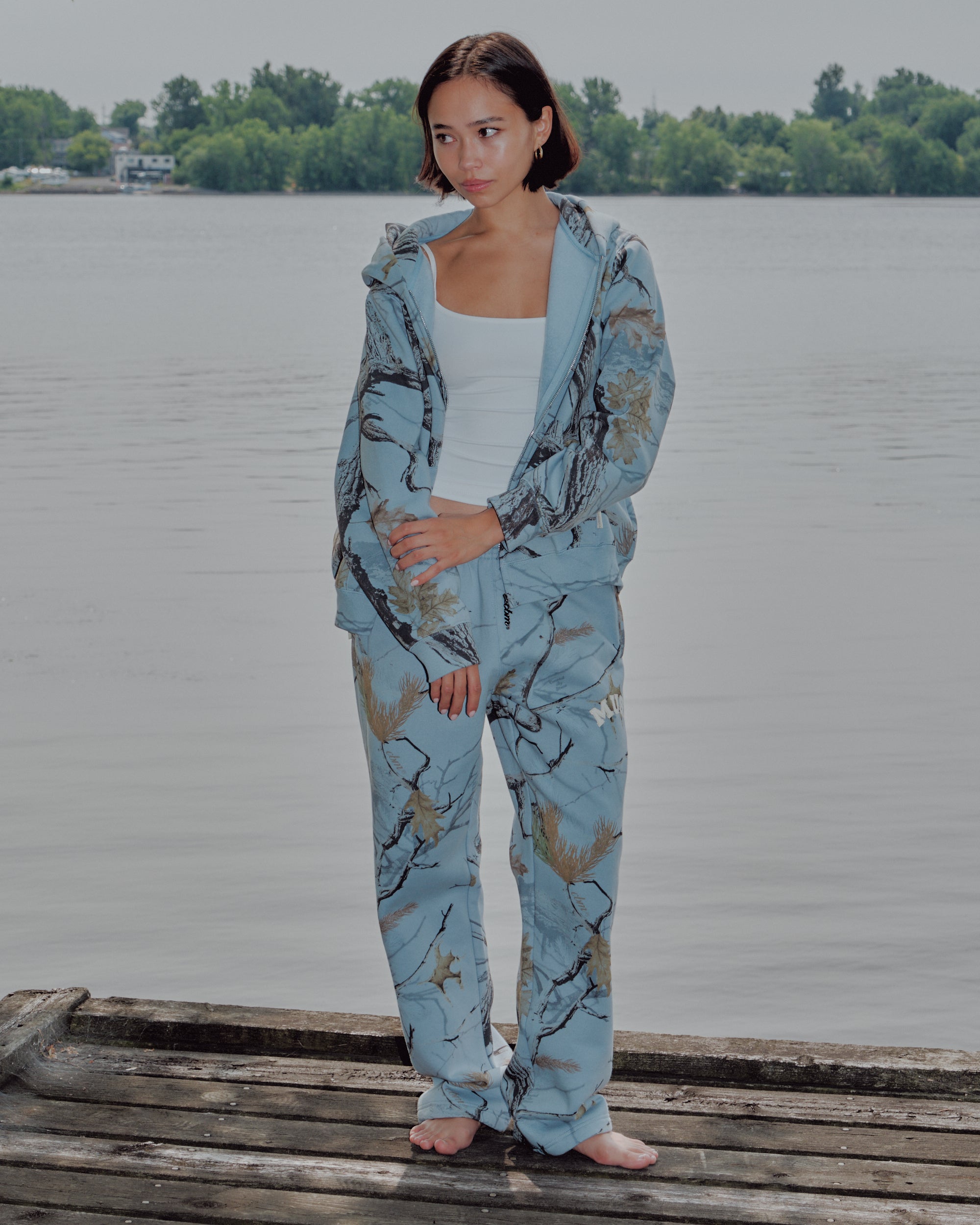 Heavyweight Camo Zip Up - Glacier