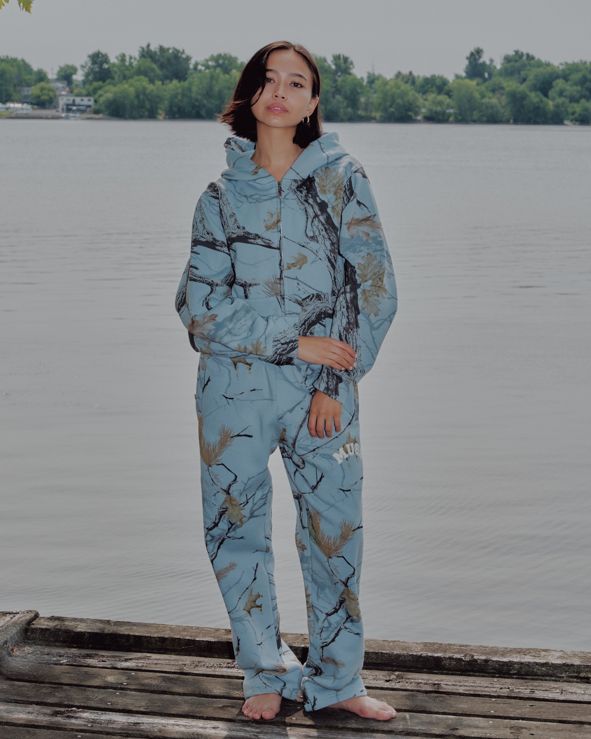 Heavyweight Camo Zip Up - Glacier