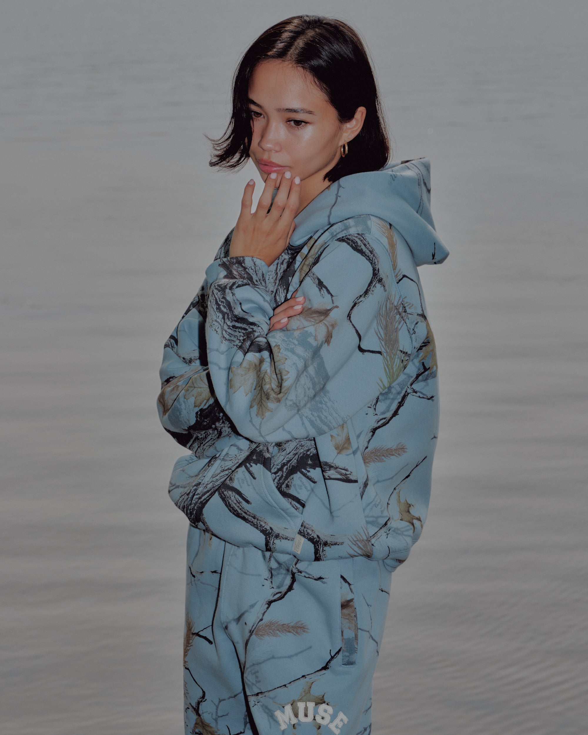Heavyweight Camo Zip Up - Glacier