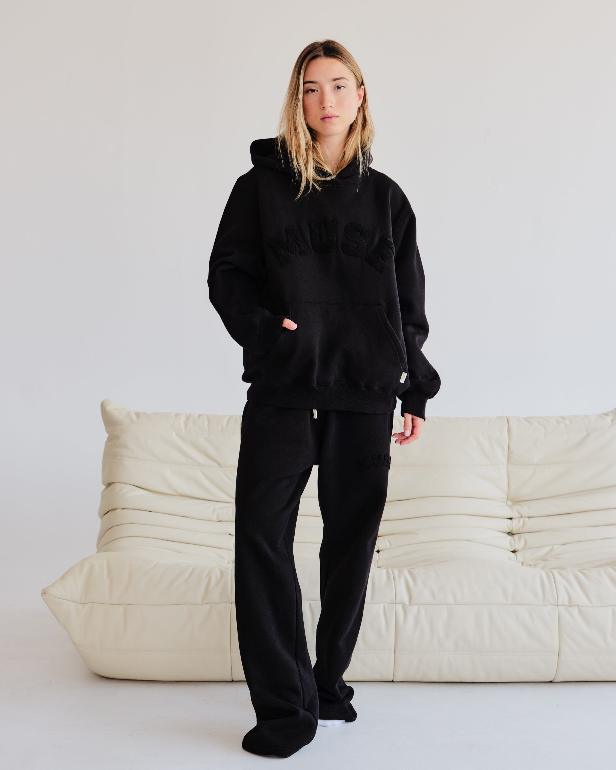 Heavyweight Chenille Hoodie - Coal Black