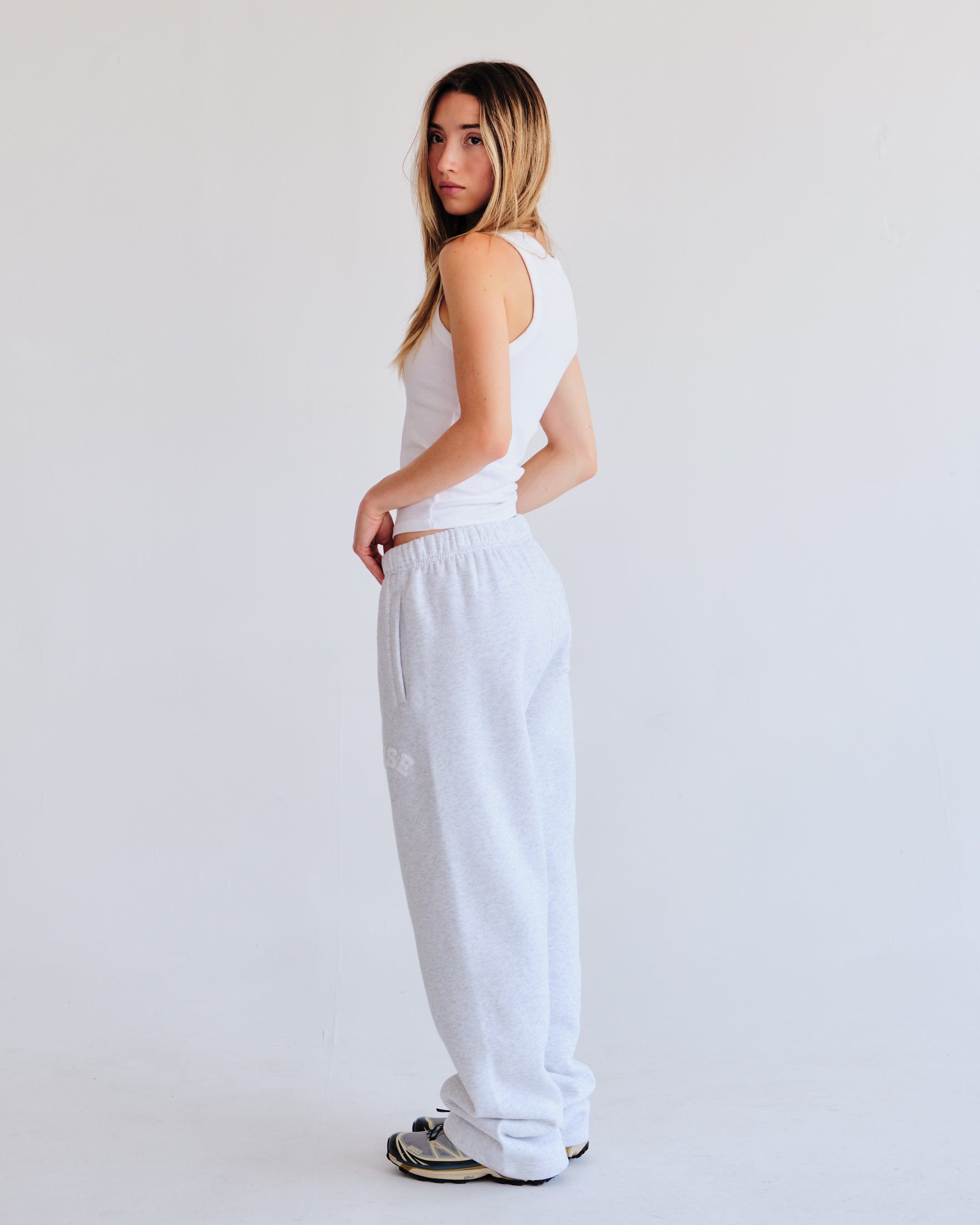 Heavyweight Chenille Straight Joggers - Pearl