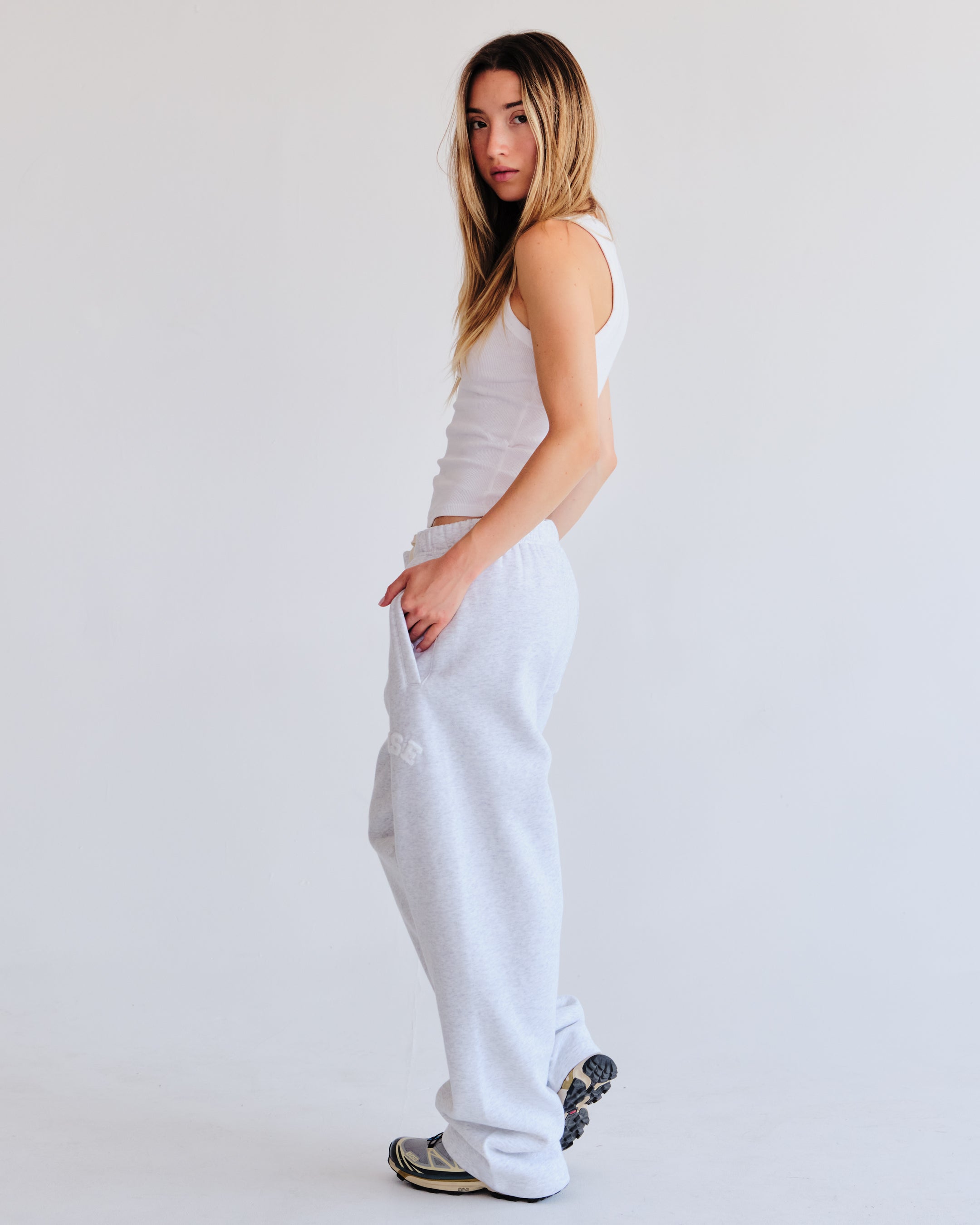 Heavyweight Chenille Straight Joggers - Pearl