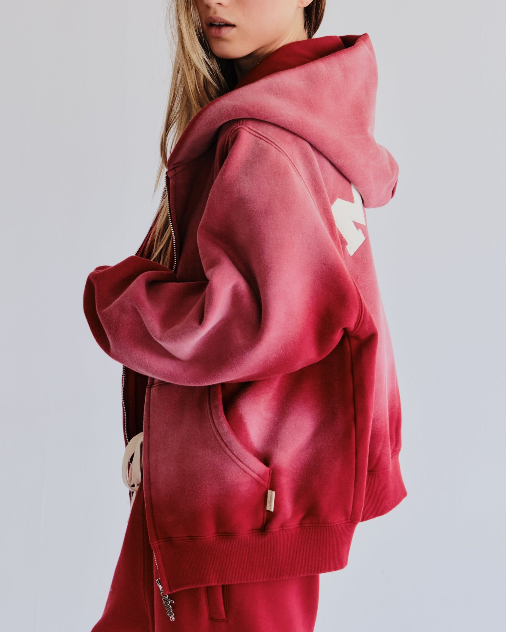 Heavyweight Wash Zip Up - Cranberry