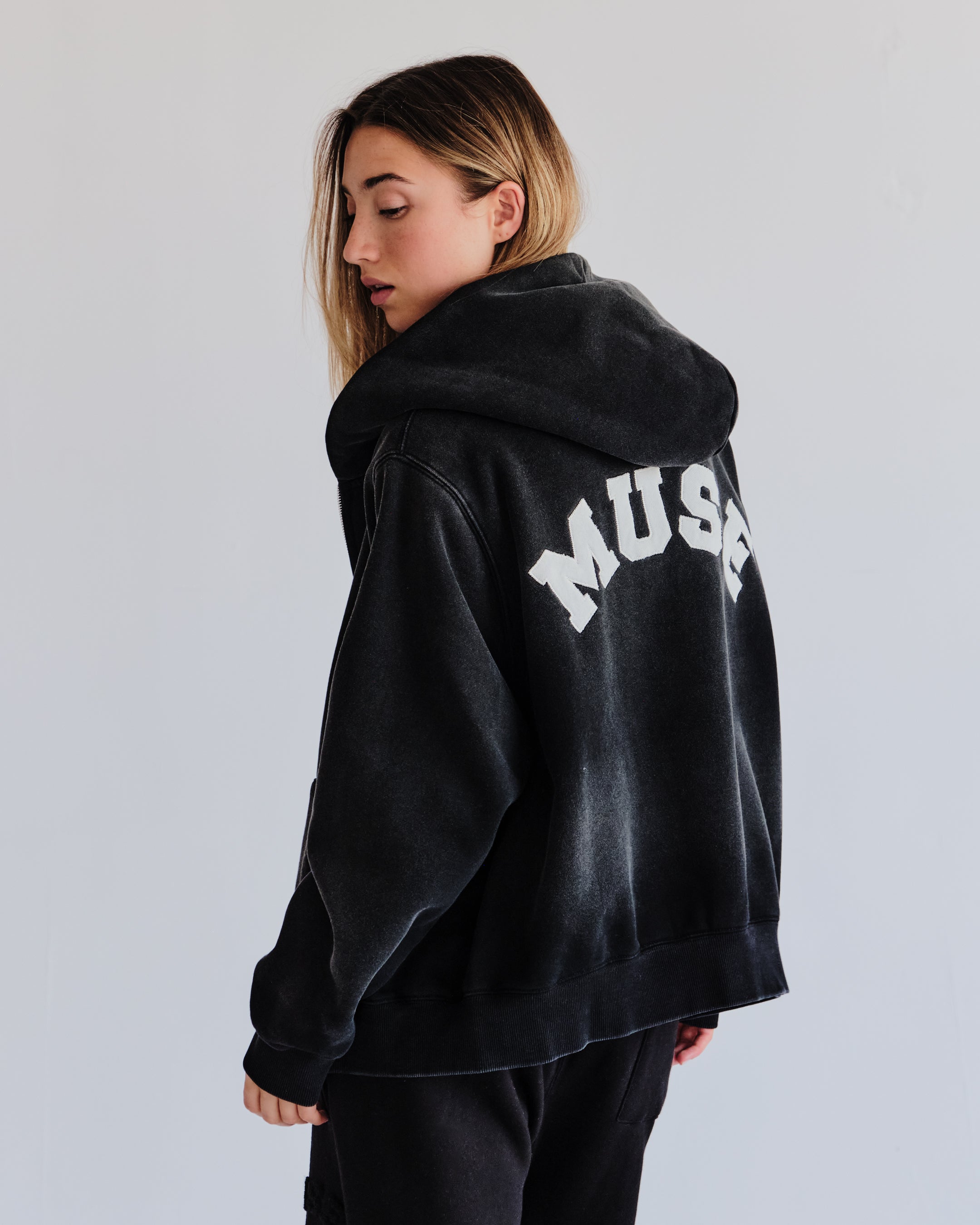 Heavyweight Wash Zip Up - Raven