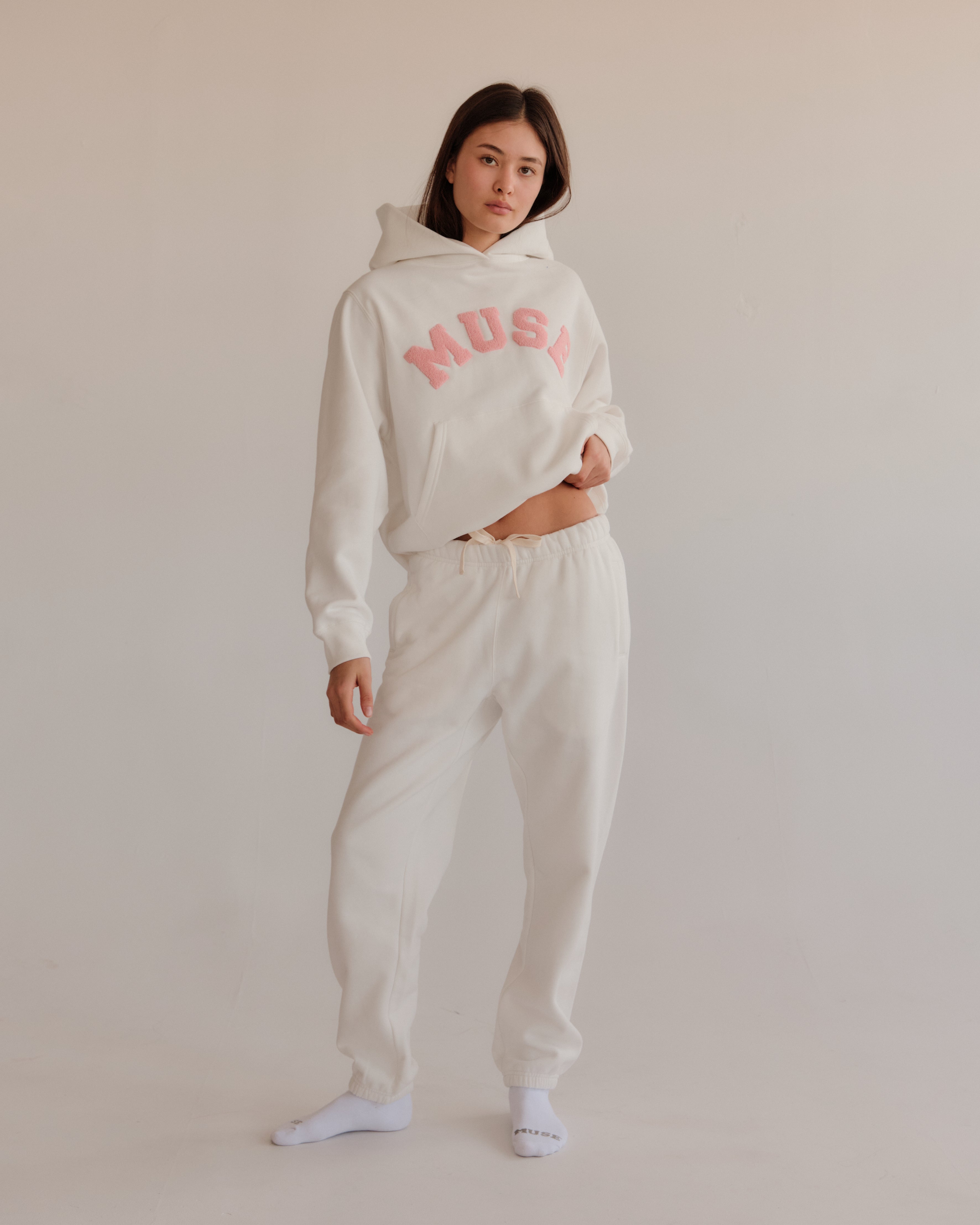 Heavyweight Chenille Hoodie - White Lily