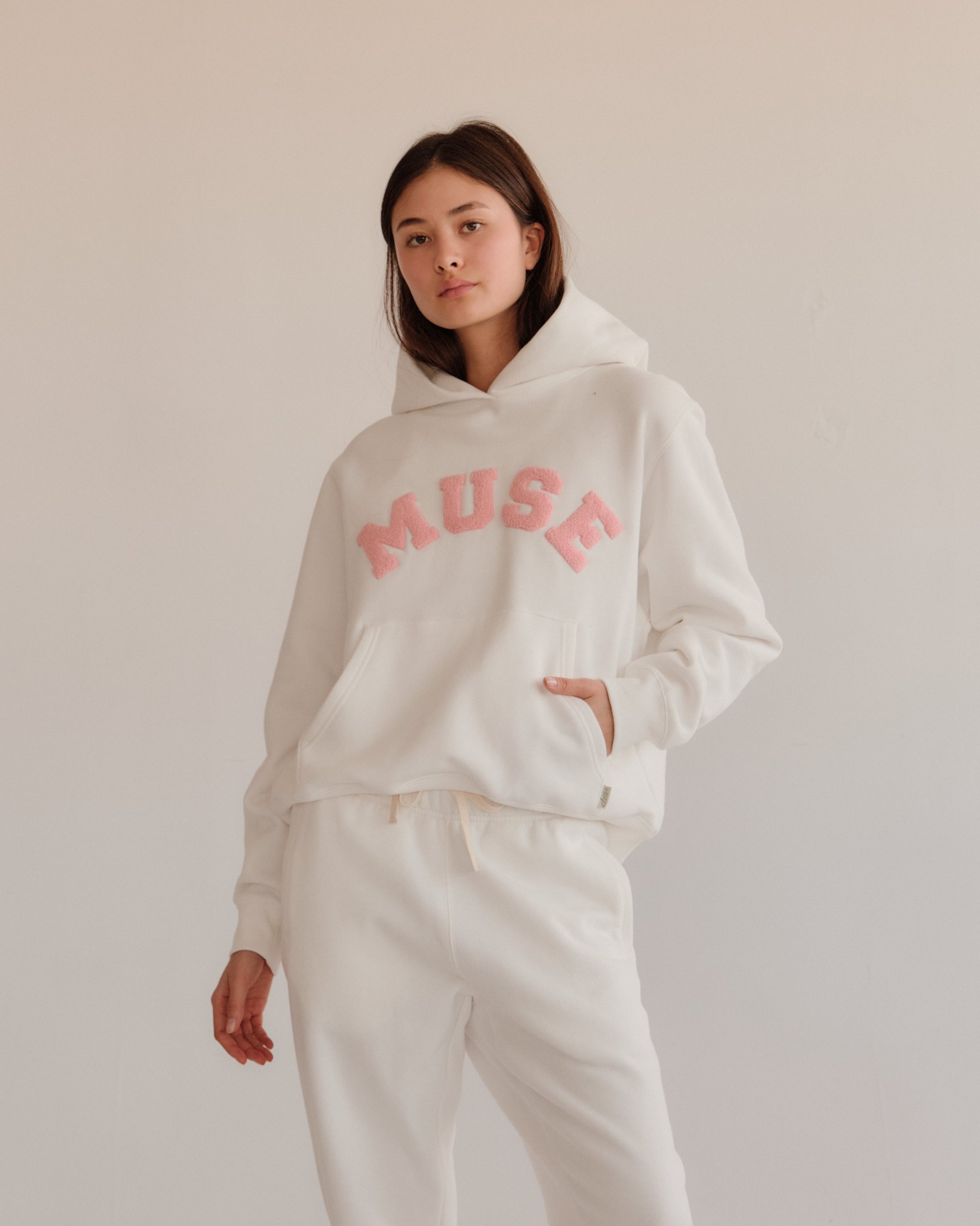 Heavyweight Chenille Hoodie - White Lily