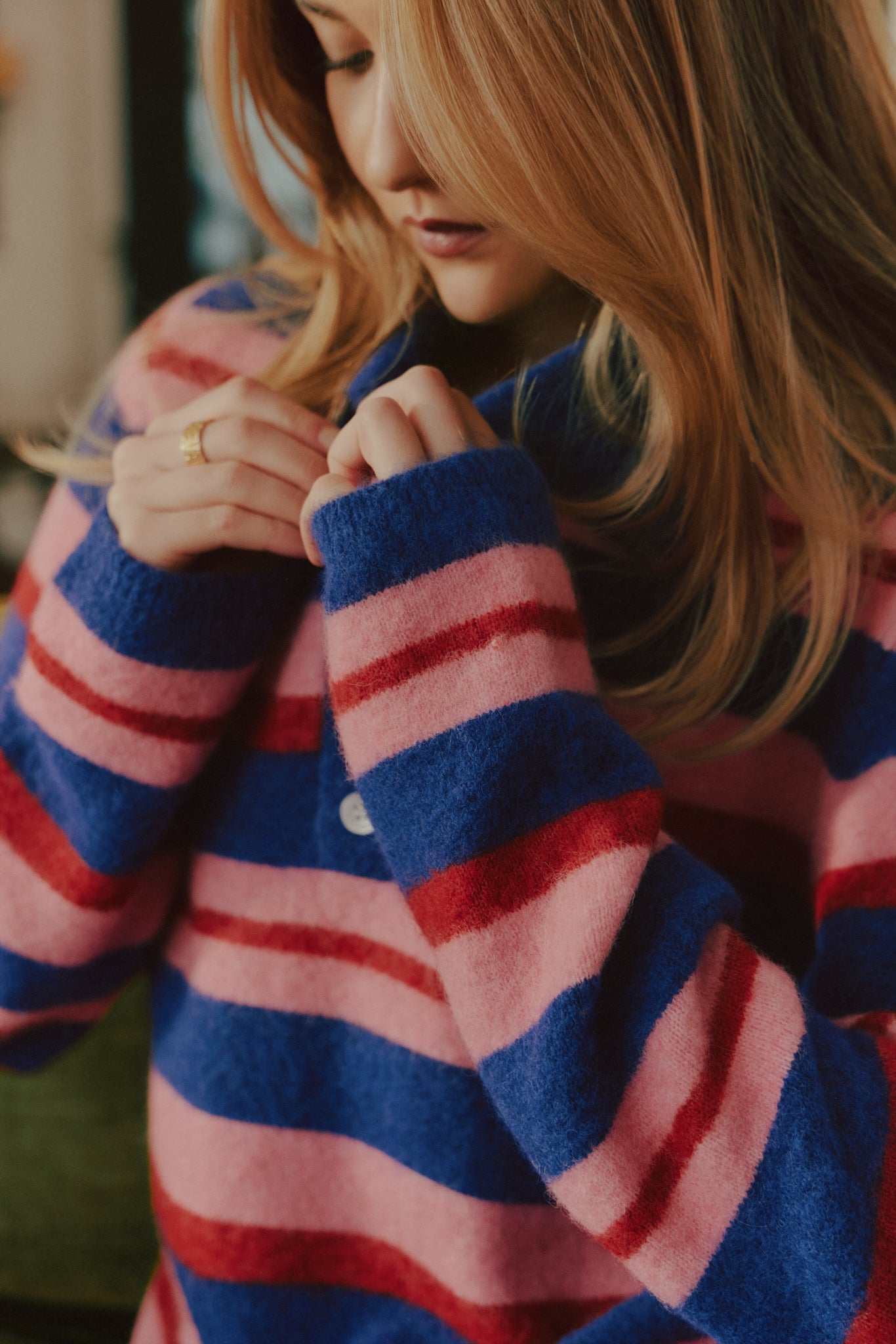 Polo Striped Wool Knit - Pink Swirl