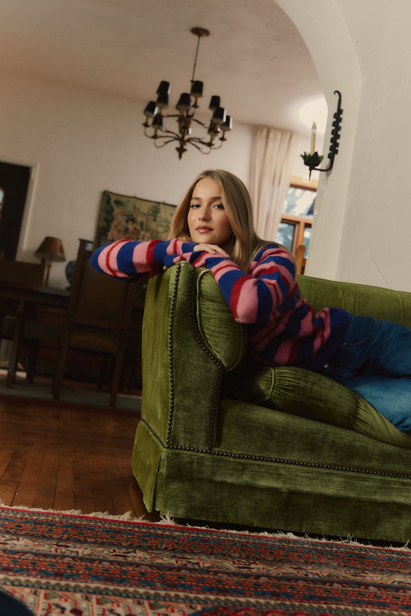 Polo Striped Wool Knit - Pink Swirl