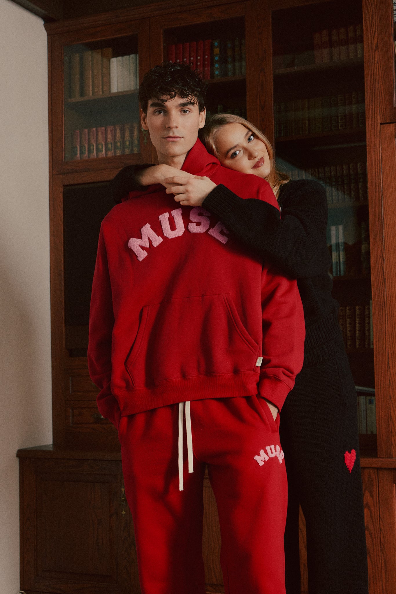 Heavyweight Chenille Hoodie Set - Cherry