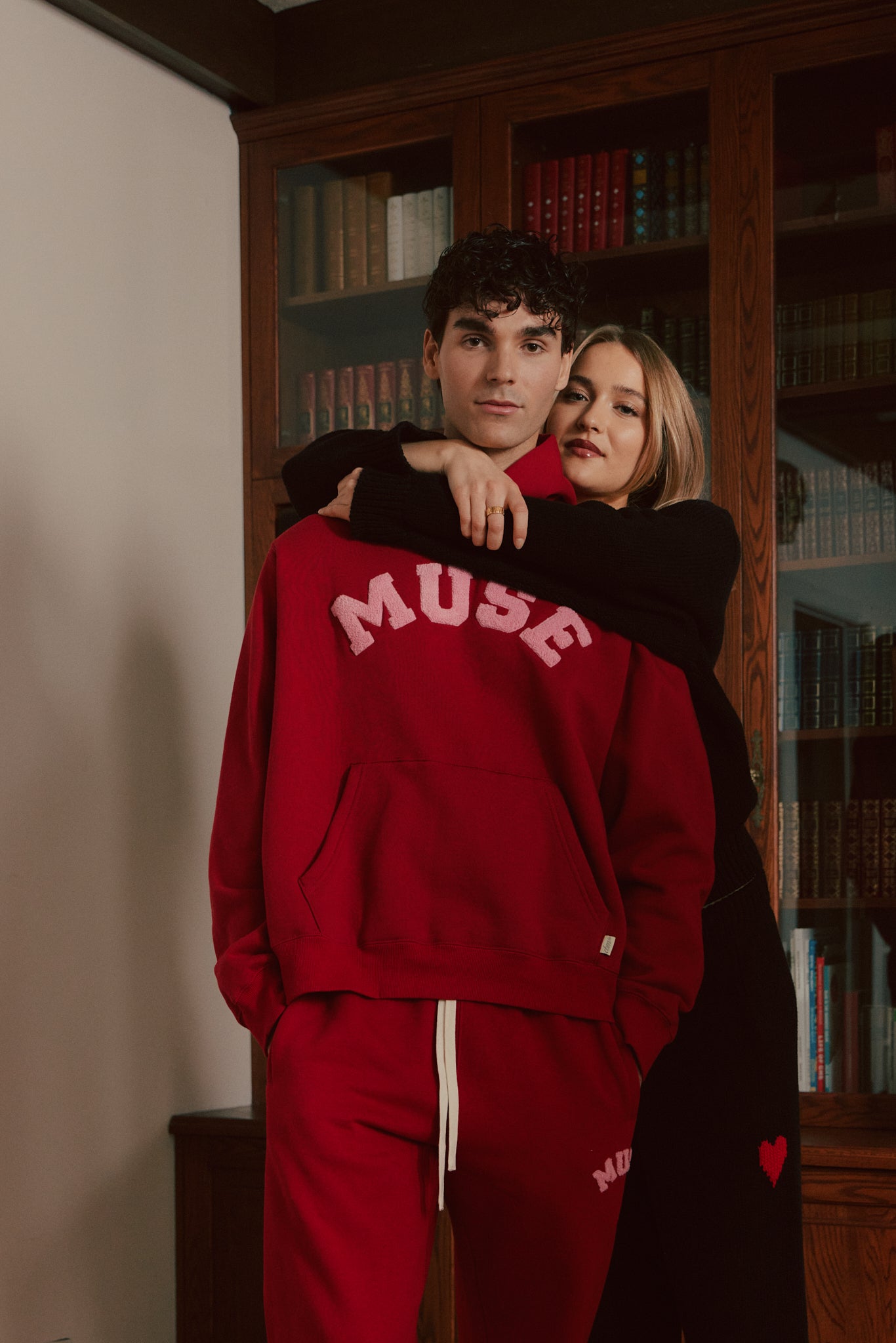 Heavyweight Chenille Straight Joggers - Cherry