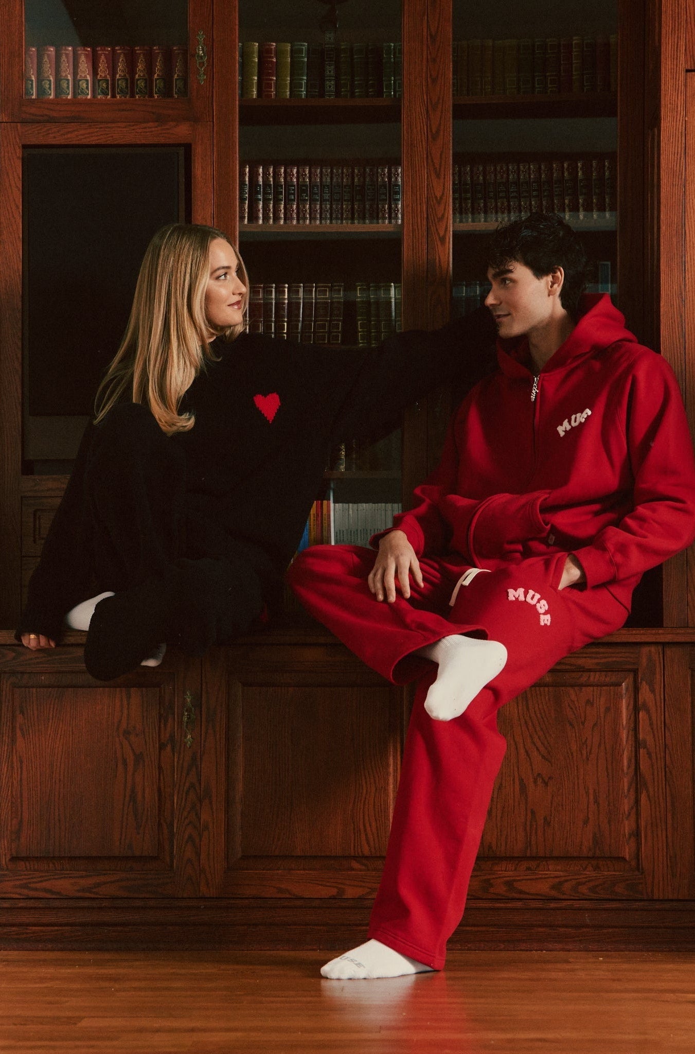 Heavyweight Chenille Straight Joggers - Cherry