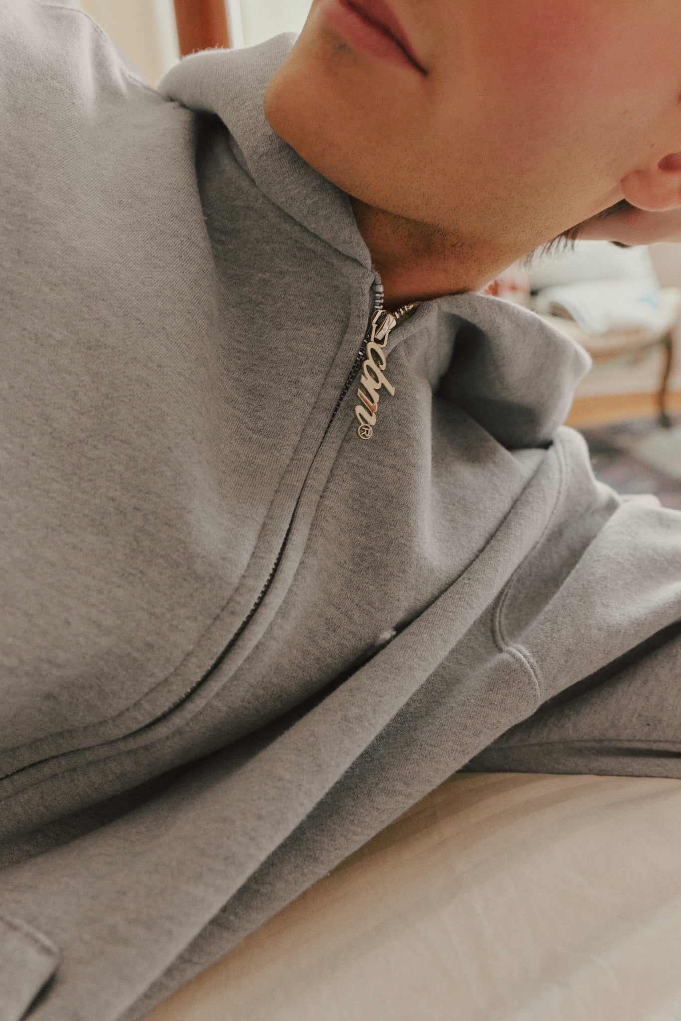 Heavyweight Chenille Zip Up - Dove