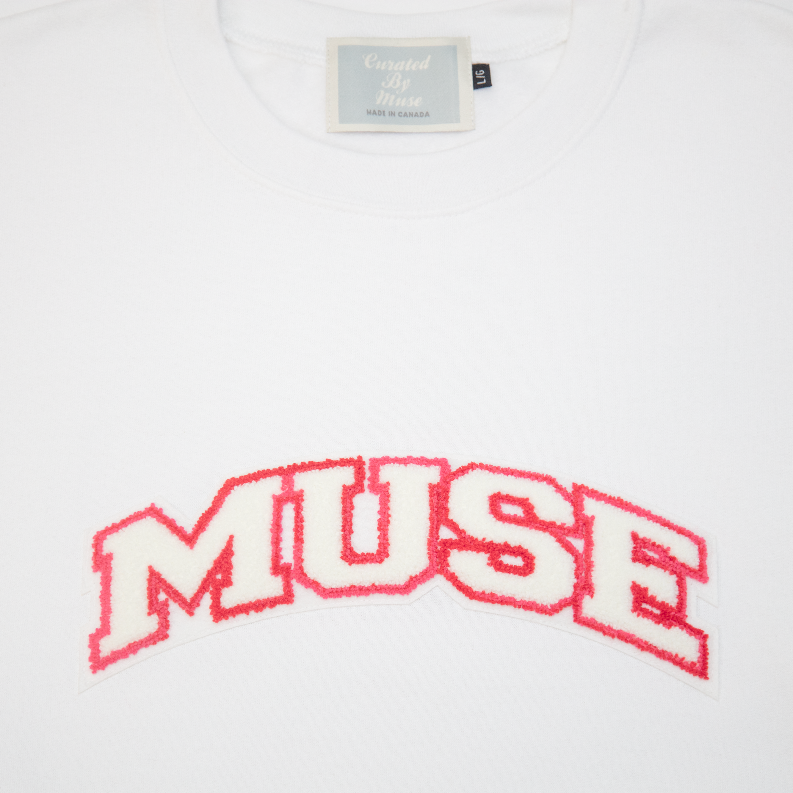 OG Chenille White Sweatshirt - Hibiscus