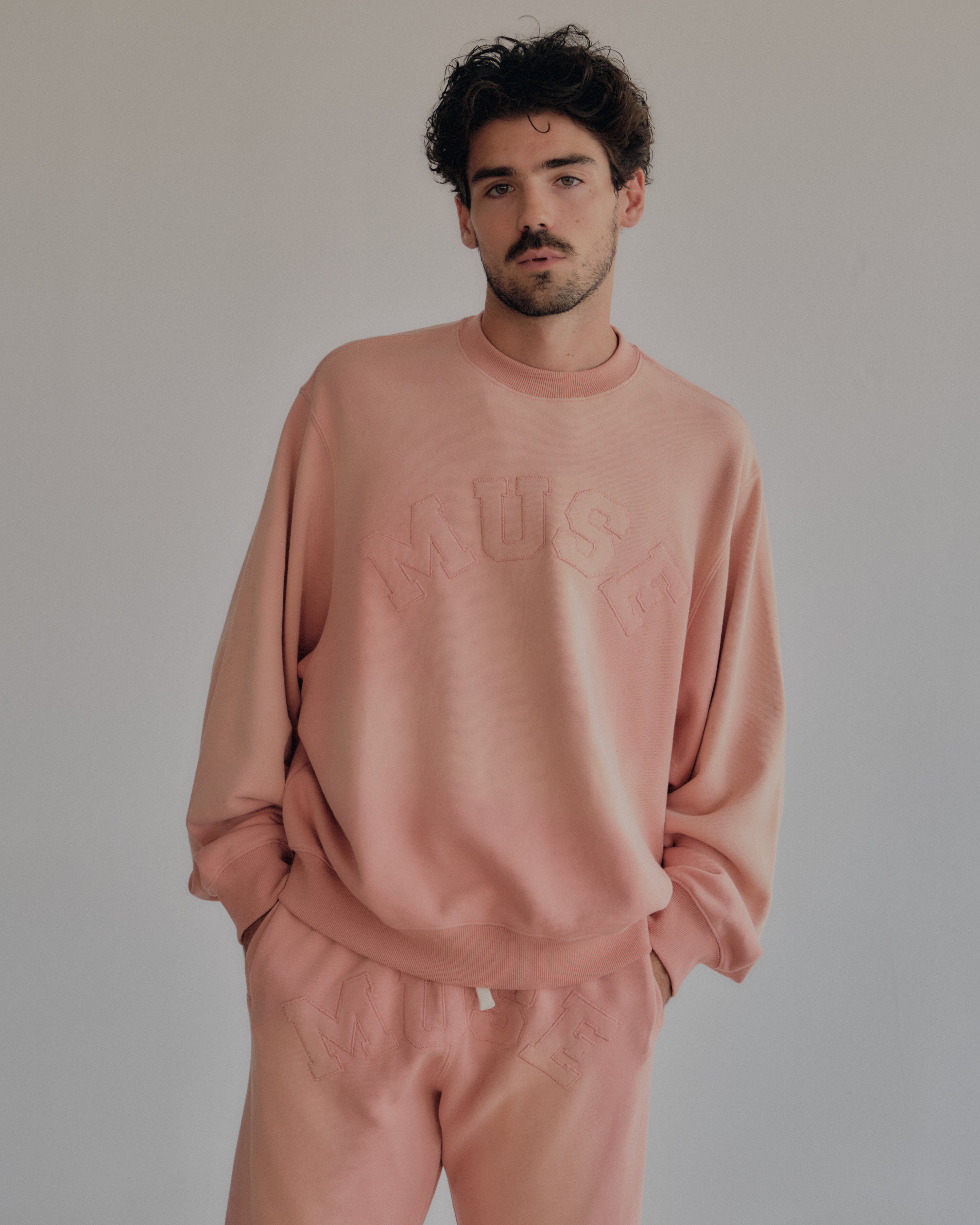 Pink french terry sweatshirt sale