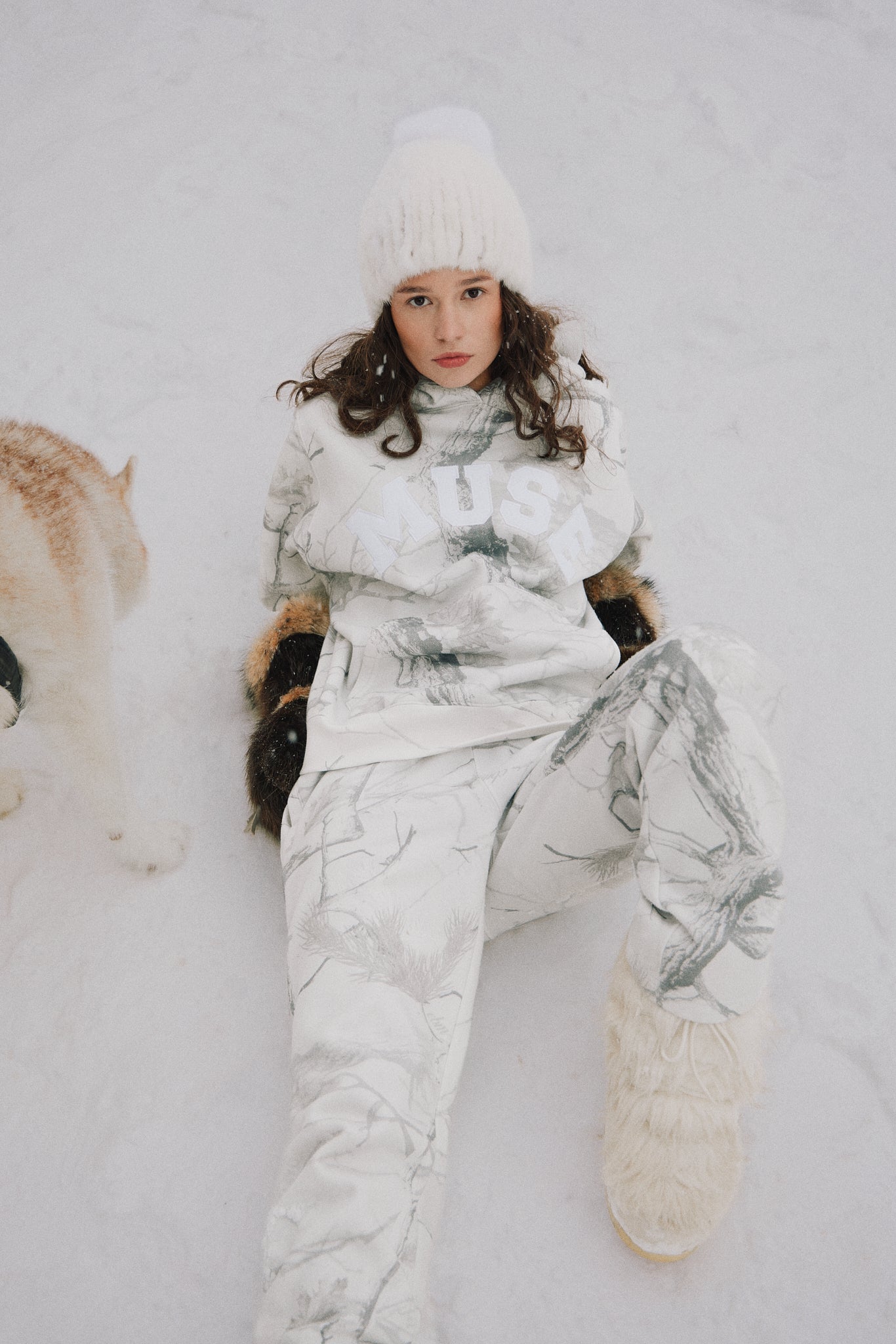 Heavyweight Camo Hoodie Set - White Edition