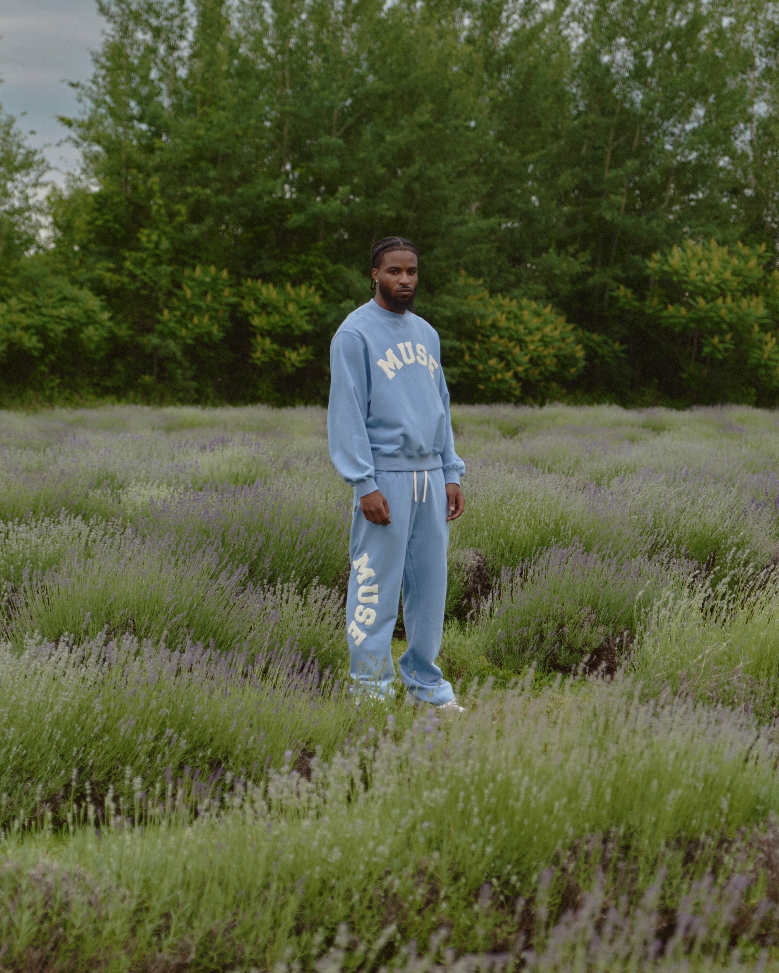 Sweat-shirt French Terry - Bleu lavande