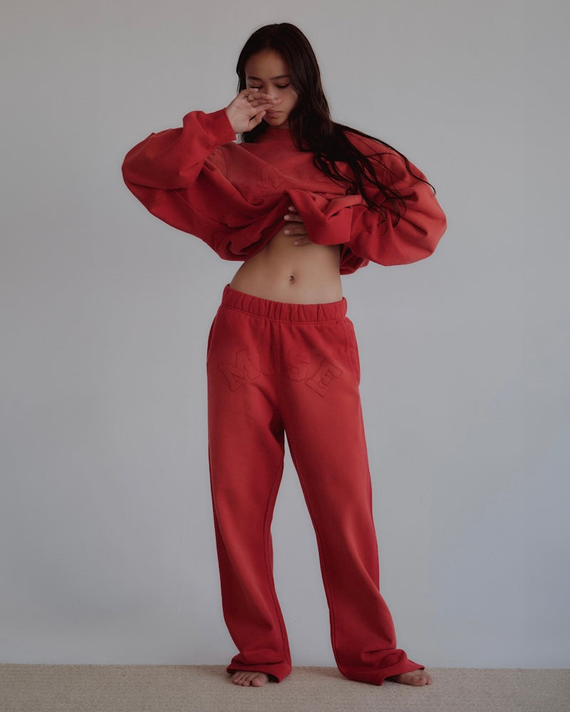 French Terry Pants - Scarlet Red