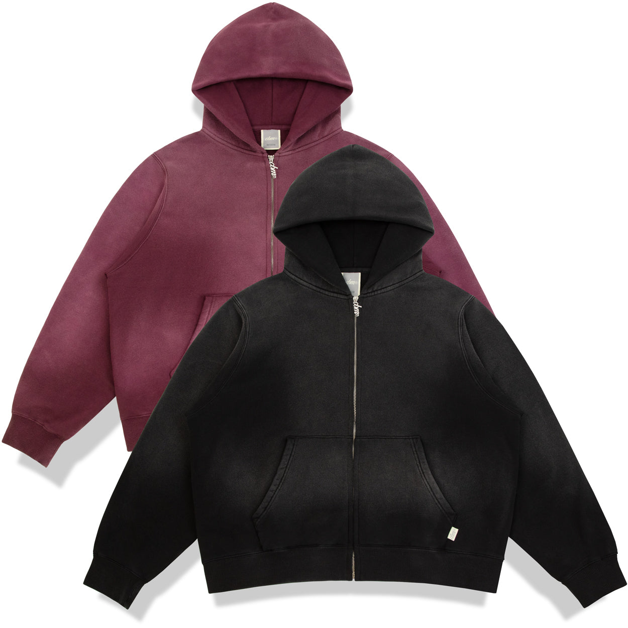 Heavyweight Wash Zip Up - Mulberry/Raven