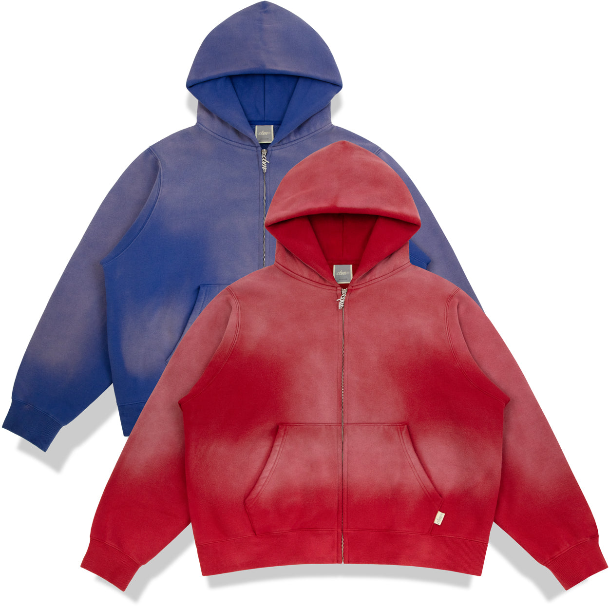 Heavyweight Wash Zip Up - Cranberry/Marine
