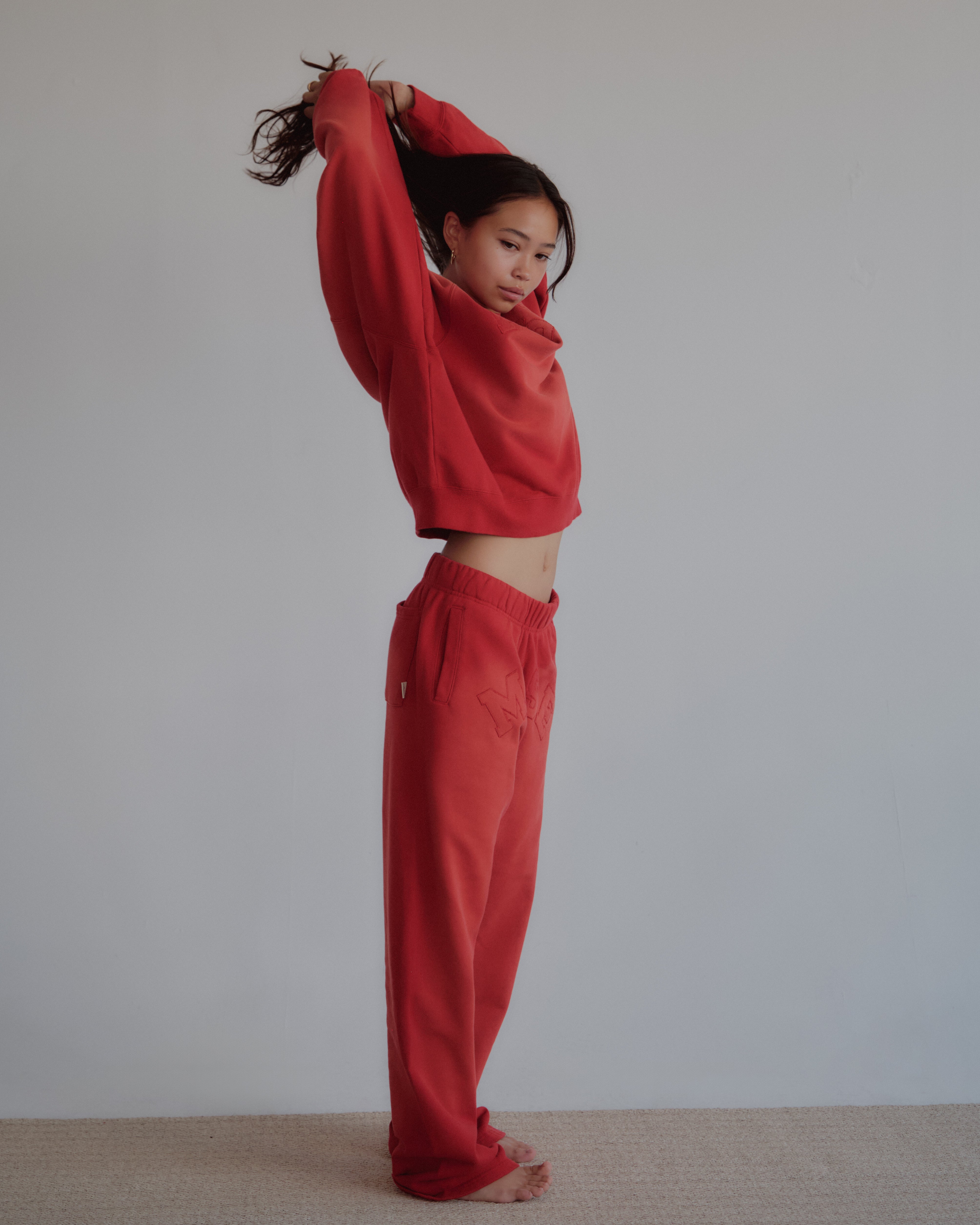 French Terry Pants - Scarlet Red