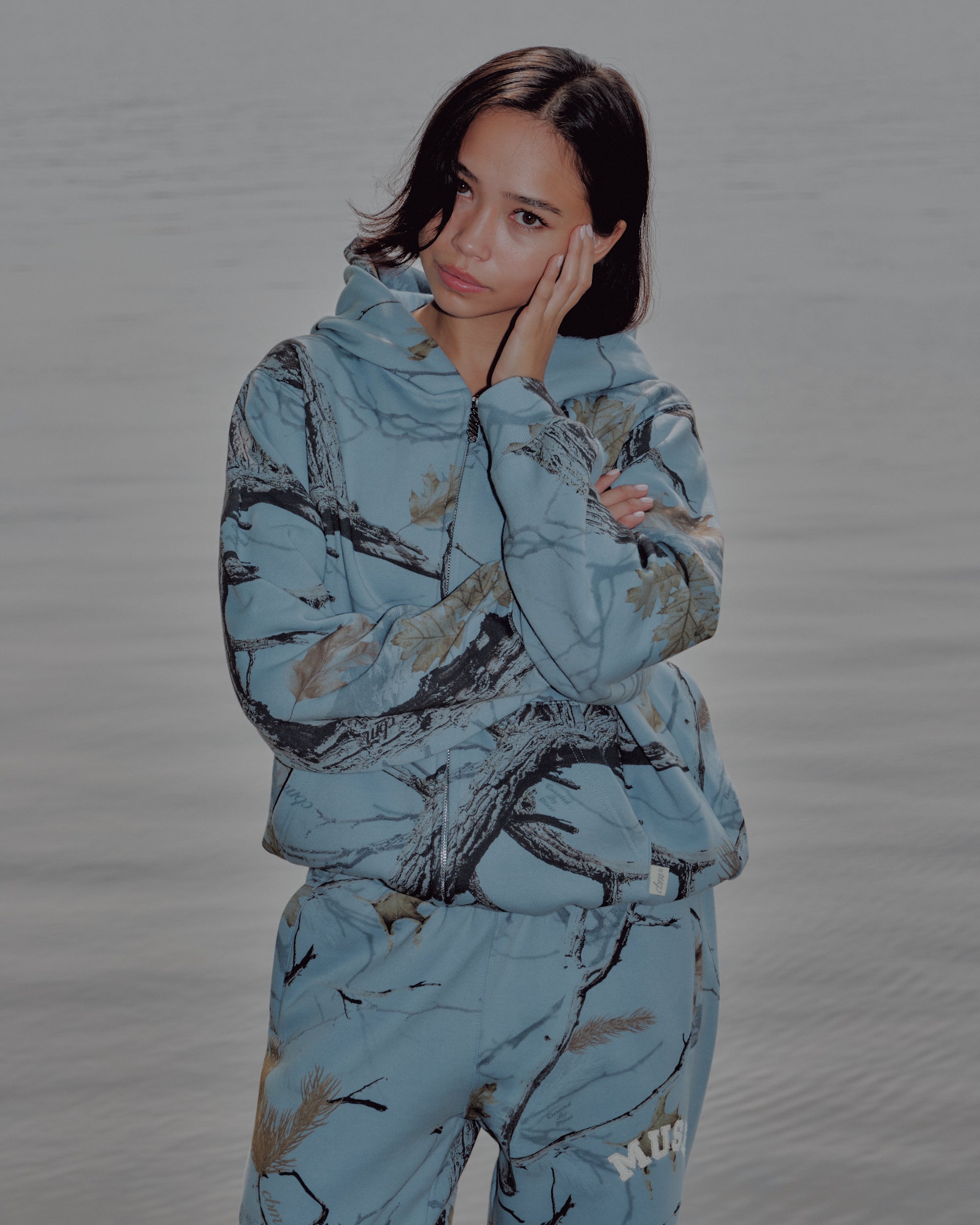 Heavyweight Camo Zip Up - Glacier