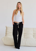 Heavyweight Chenille Straight Joggers - Coal Black