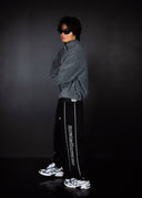 French Terry Piping Joggers - Black