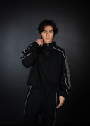 French Terry Piping Quarter Zip - Black