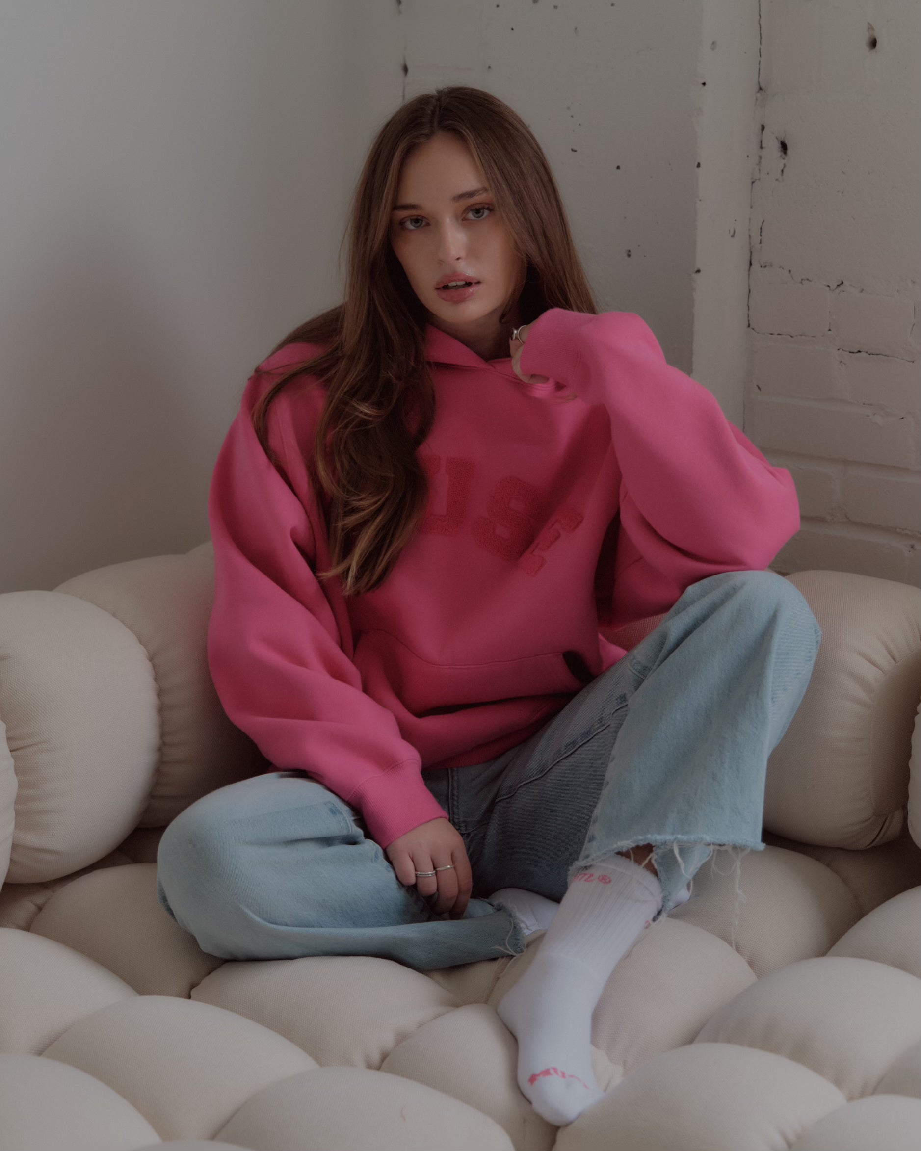 Heavyweight Chenille Hoodie - Taffy Pink