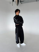 French Terry Piping Joggers - Black