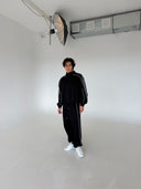 French Terry Piping Quarter Zip - Black