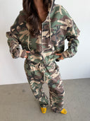 French Terry Zip Up Hoodie - Woodland Camo