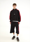 French Terry Striped Quarter Zip - Redline