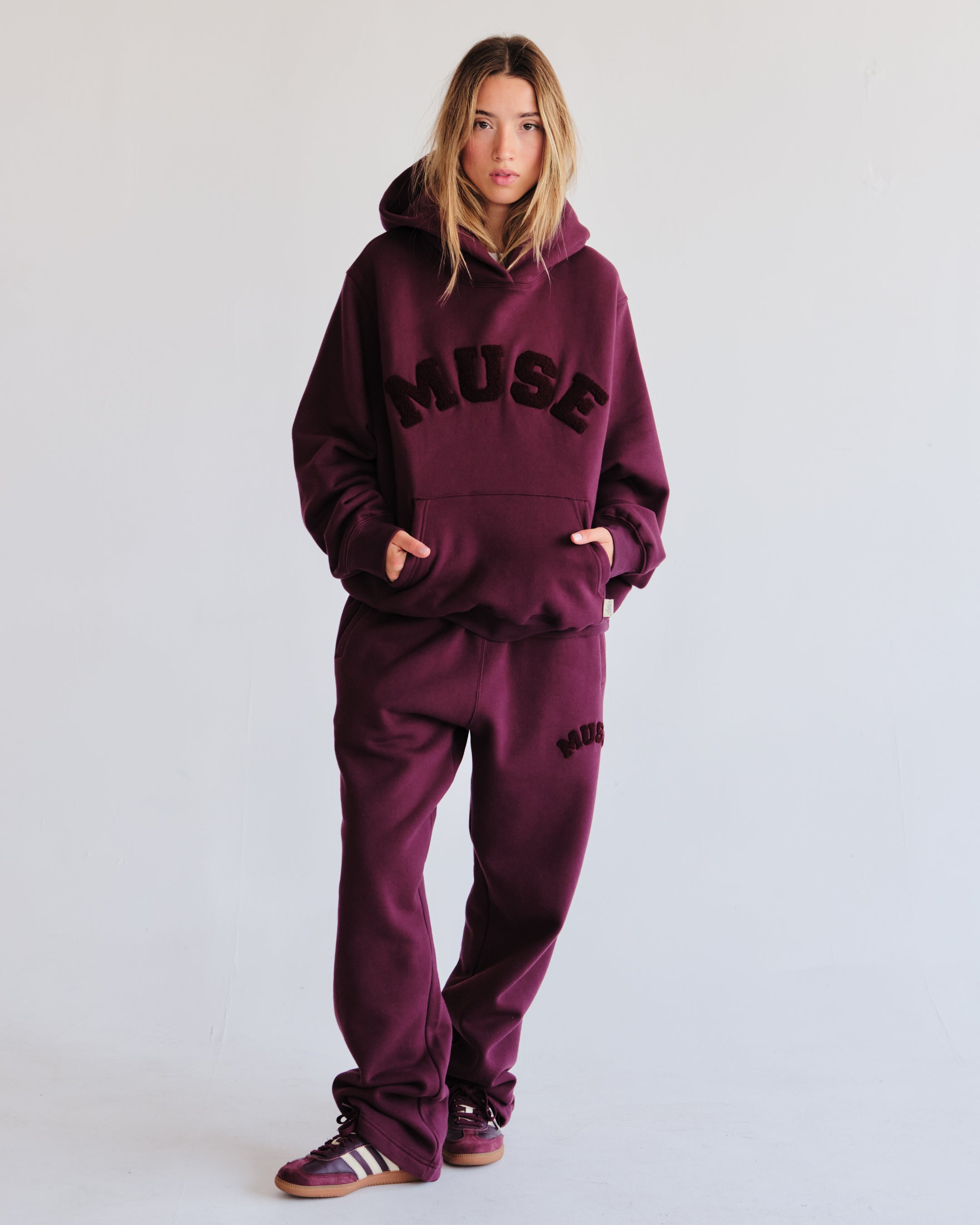 Heavyweight Chenille Straight Joggers - Plum