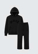 Heavyweight Chenille Hoodie Set - Coal Black