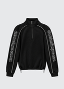 French Terry Piping Quarter Zip - Black