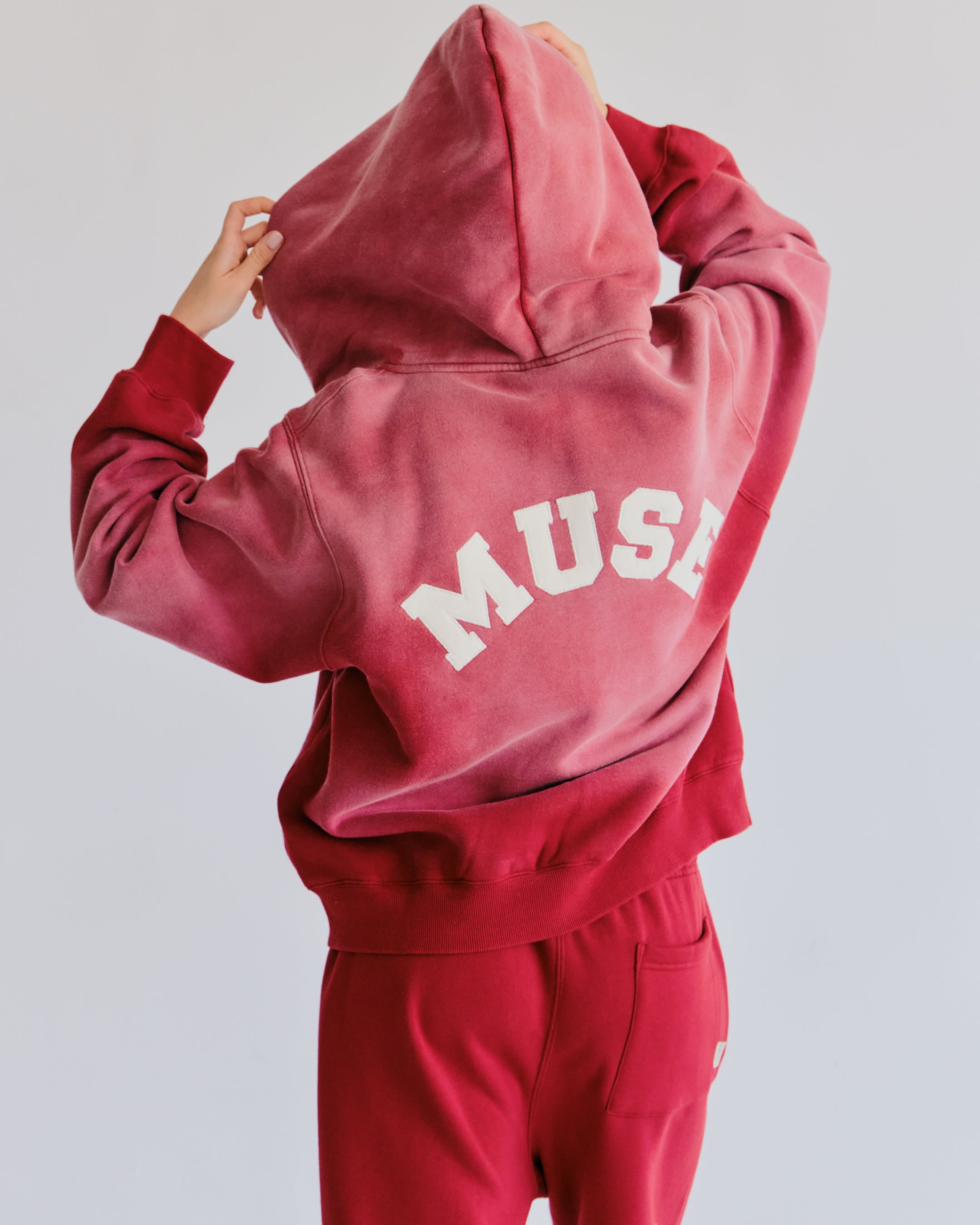 Heavyweight Wash Zip Up - Cranberry/Raven