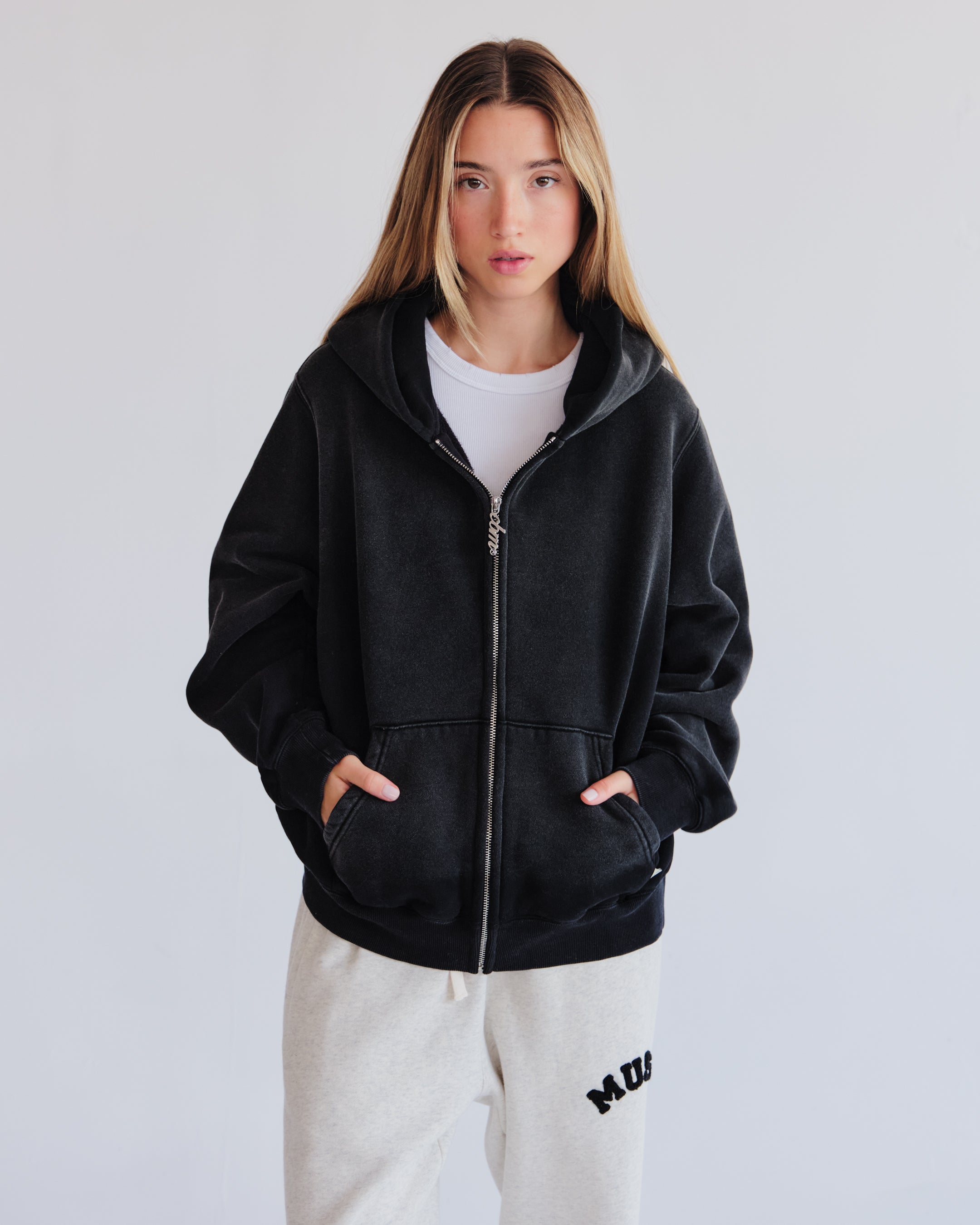 Heavyweight Wash Zip Up - Marine/Raven