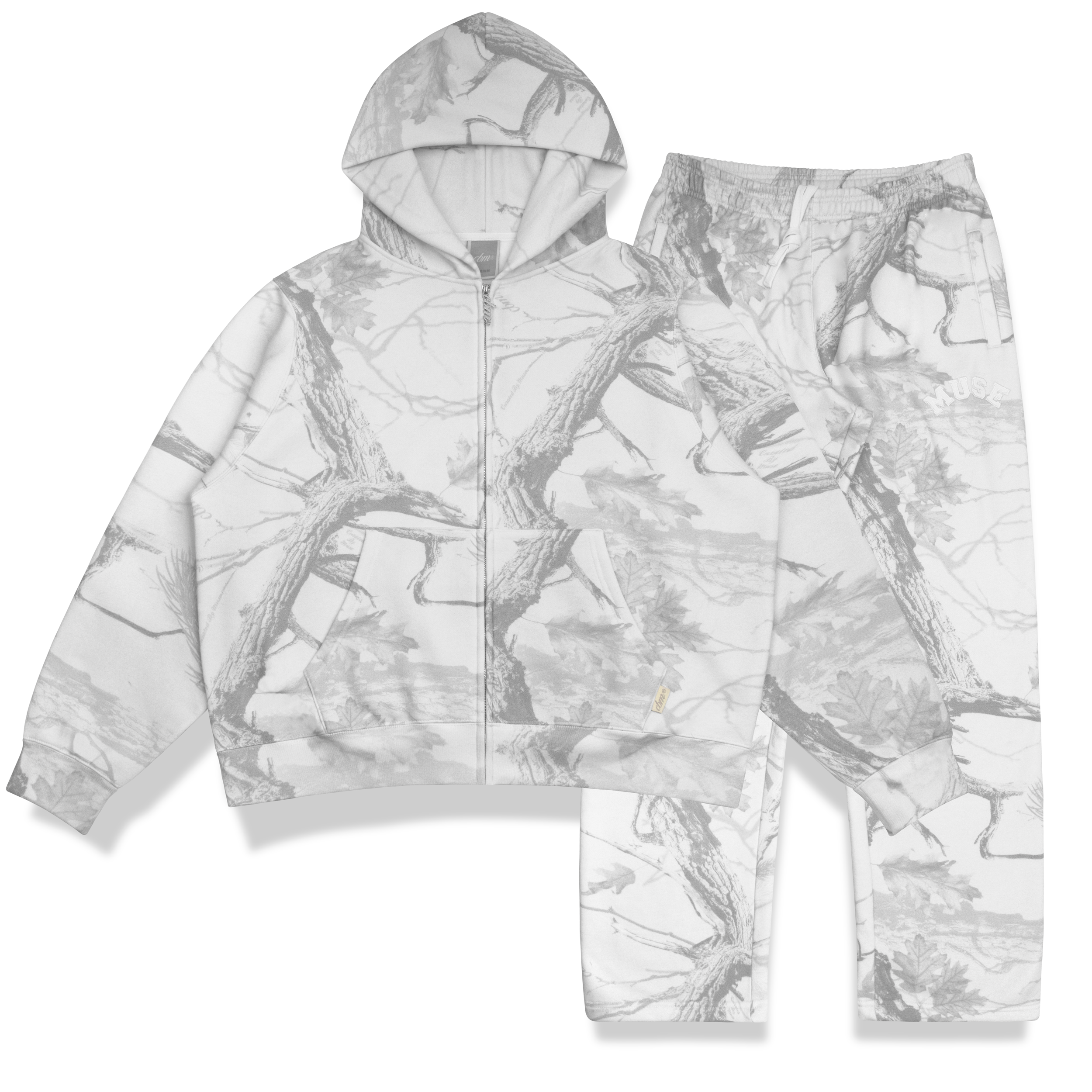 Heavyweight Camo Zip Up Set - White Edition