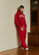 Heavyweight Chenille Straight Joggers - Cherry