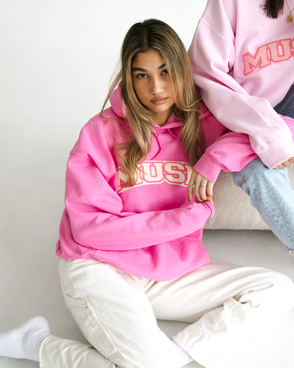 Light pink hoodie with rose shop